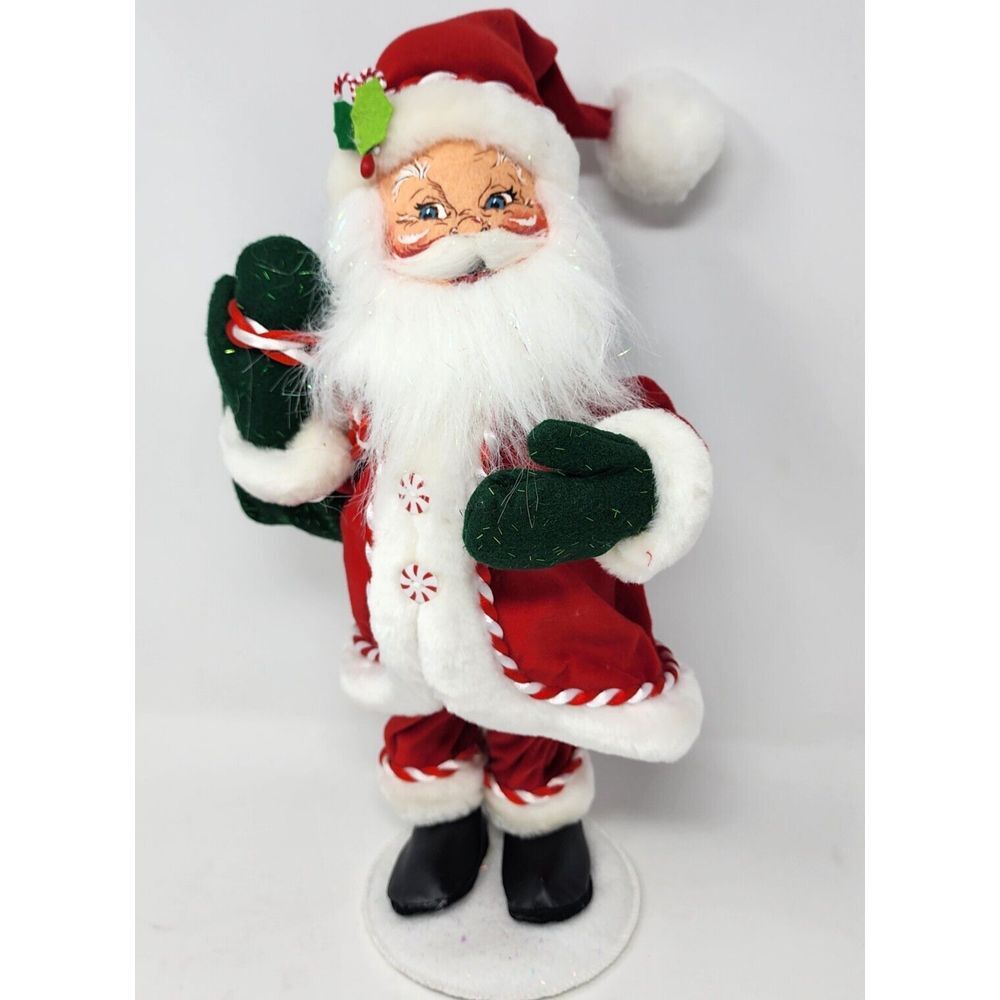 Annalee 2007 Peppermint‎ Santa Claus 15" Christmas Holiday Doll Shimmers EUC